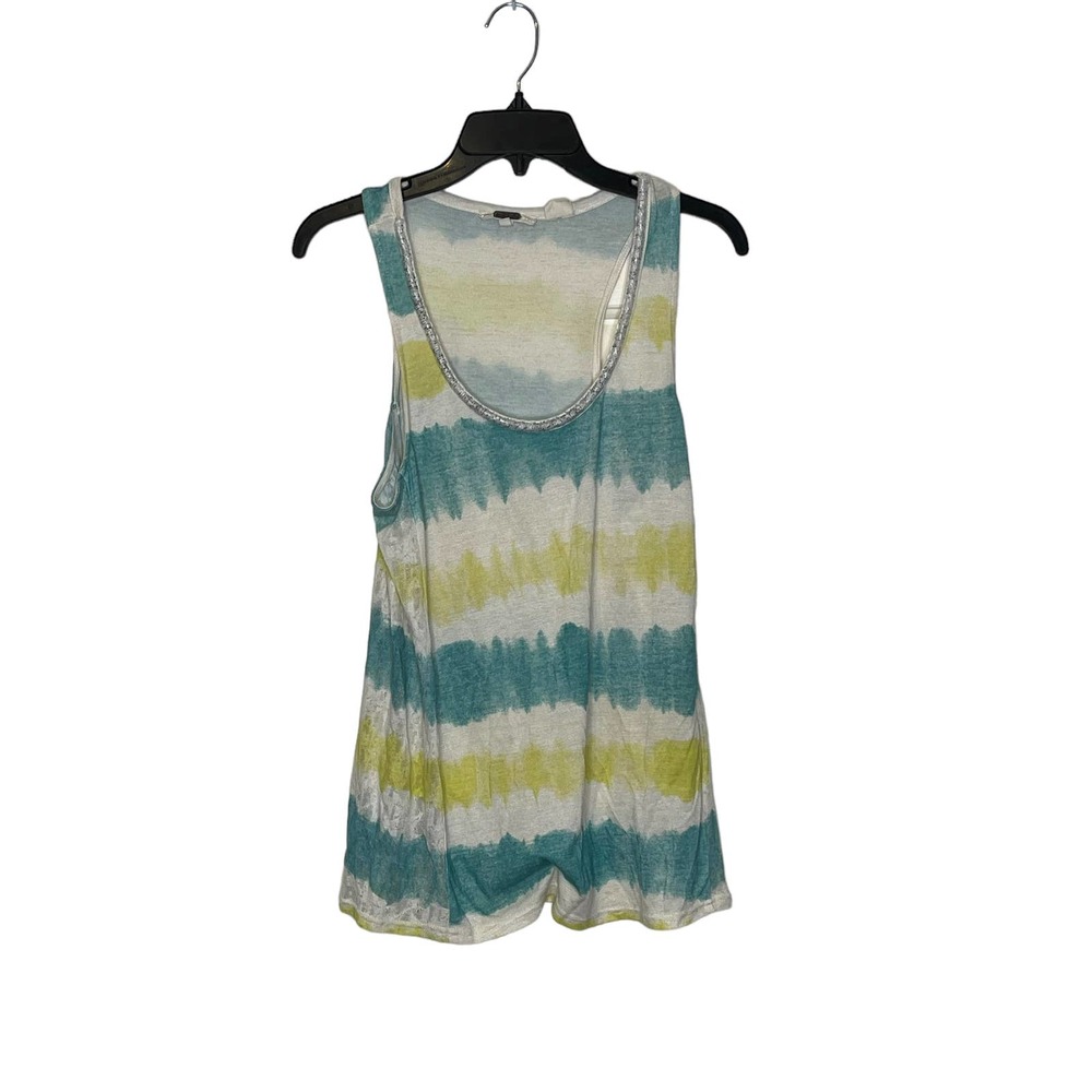 Miss Me Women Size Medium Muscle Tank Top Scoop Neck Relaxed Multicolor Striped